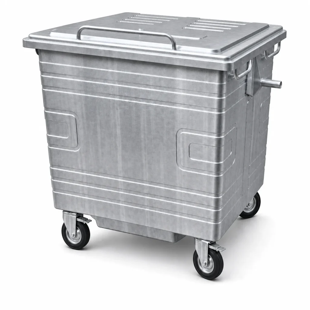 1100L Hot-Dip Galvanized Steel Waste Container