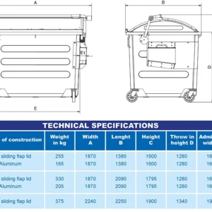 metal-waste-container-technical-specifications-dimensions-chart حاوية نفايات بسعة 2.5 متر مكعب، مجلفنة بالغمس الساخن