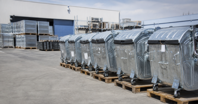 New galvanized waste containers prepared for project delivery